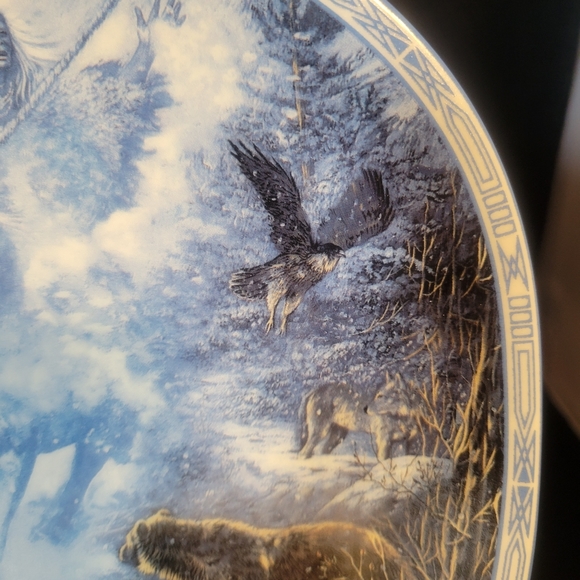 VTG Bradford Exchange 1993 "Snow Rider" limited ed. Collection plate w/certific. - Picture 6 of 13